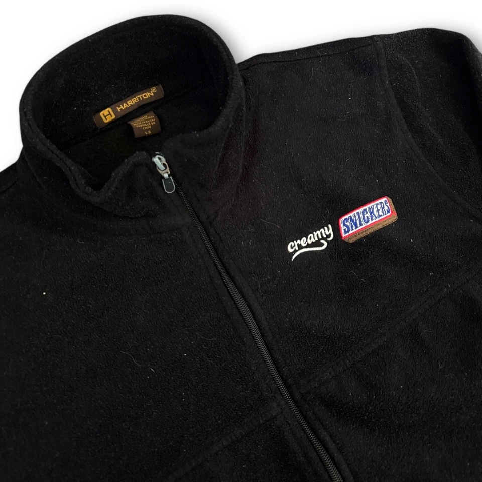 Harriton Creamy Snickers Embroidered Fleece Jacket Black Men’s Large Full Zip Pr - Image 2 of 4
