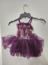 Weissman Dark Purple Girls Dance Dress With Gold Embroidery Size XS XSC 5717