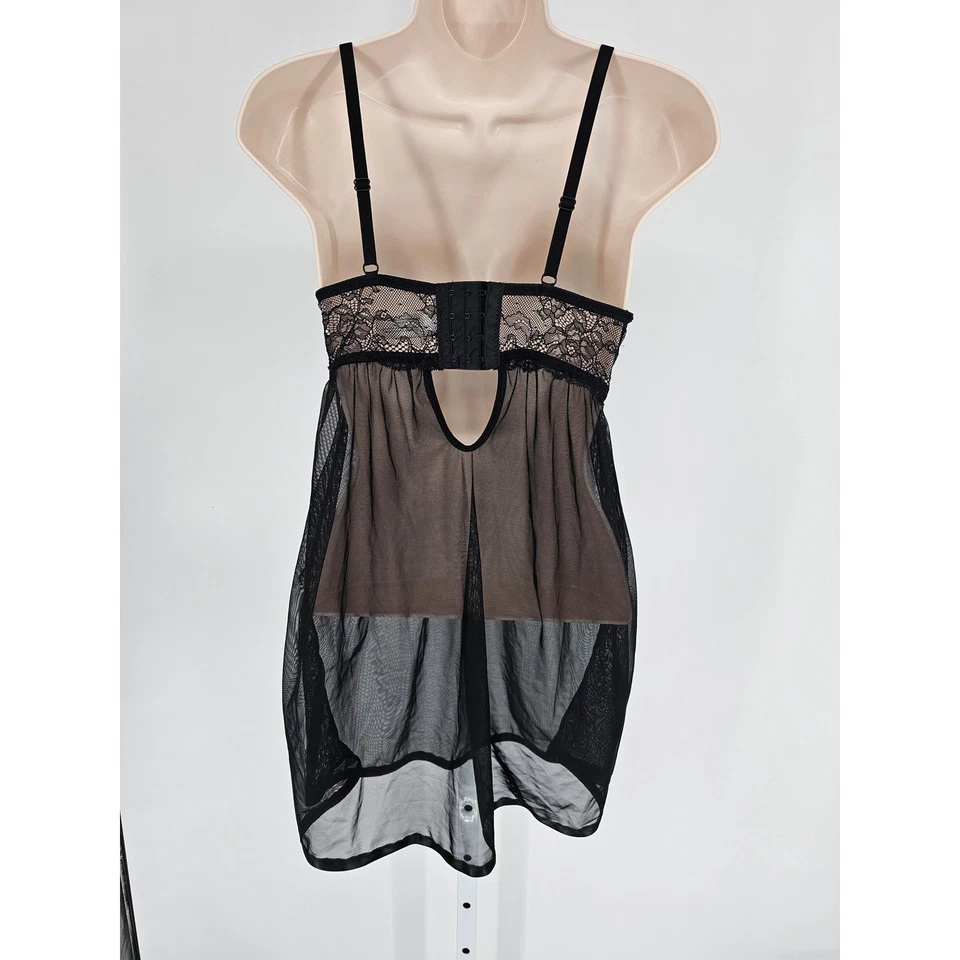 Camisola Vintage Y2K Jessica Simpson Feminina Tamanho P Transparente Renda Preta - Imagem 3 de 4