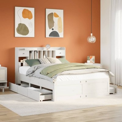 Massivholzbett Holzbett Bett Bettgestell mit Regal ohne Matratze Kiefer vidaXL