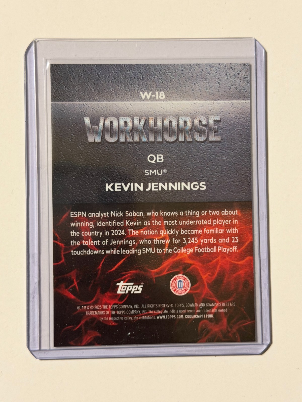 Kevin Jennings 2025 Bowman Best U Workhorse #W-18 Shimmer