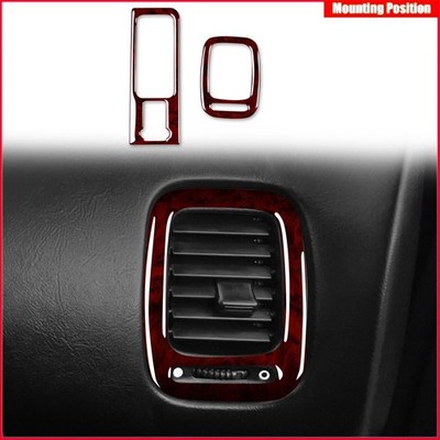 Red Wood Grain Left&Right Air Outlets Trim 2PCS For Acura Integra 1994-2001
