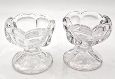 Vintage Kitchen Miniature Clear Glass Ice Cream Sundae Salt Cellars 1 3/4" Tall