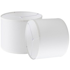 Lamp Shades Set of 2 12x12x10 Large White Linen Drum Lampshade Hand Crafted