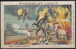 Les Pompiers Aeriens Aerial Firefighters Chocolat Louit Victorian Trade Card