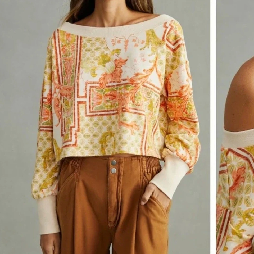 Moletom ANTHROPOLOGIE x DAILY PRACTICE Cropped Off Shoulder Laranja Tamanho G {3W5} - Imagem 3 de 4