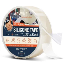 Clear Self-Fusing Silicone Tape 1″ × 36′ × 20 Mil – Transparent Rubber Grip & Re