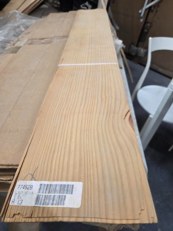 Douglas Fir Raw Wood Veneer 24 sheets 36'' x 5.5 x 1/50 Sequence matched
