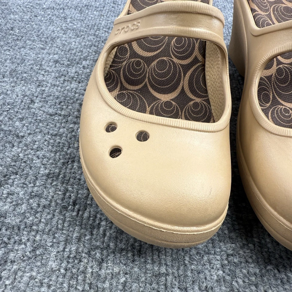 Zapatos Crocs Frances Mary Jane para mujer talla 8 - Bronceado Gorpcore plataforma cuña mula Foto 4 de 4