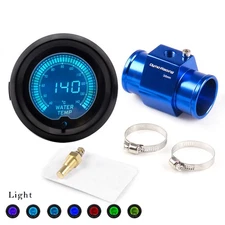 2inch 52mm Digital 7 Color EVO Water Temp Gauge w/36mm Joint Pipe Sensor Adapter