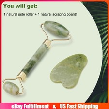 Jade Stone Crystal Beauty Face Facial Roller Massager Tool Gua Sha Board Set