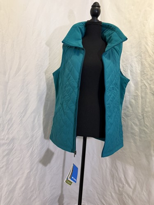 #ad Columbia Perfect Mix Vest Women’s Large L Teal Insulated Hybrid Outdoor NWT $40.00