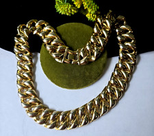 Vintage 90s Gold Tone Chunky Chain Collar Necklace 18"L