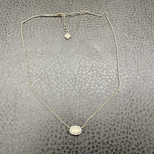 Kendra Scott Pendant Necklace Iridescent Drusy Quartz Womens Jewelry Gold Tone - Picture 2 of 10