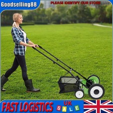 16" 5-Blade Cordless Manual Reel Lawn Mower Height Adjustable W/ Grass Catcher