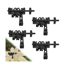 4 Pack 6.75" Bolt Latch for Gates - Black - Decorative Metal Gate Latches - H...