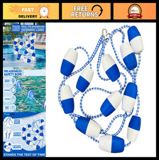 25' Swimming Pool Safety Rope  Float  Pre-Assembled Shallow End Divider, Hooks