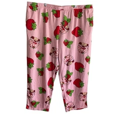 Strawberry Shortcake Pajama Pants Womens 3XL Pink Soft Cozy Lounge Pockets
