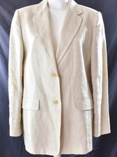 Talbots 100 Irish Linen Blazer Jacket Tan 2 Button Lined Preppy Career Women 10