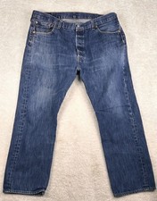 Levis 501 Jeans Mens 40x30 Blue Straight Button Fly Mid Rise Dark Wash Denim