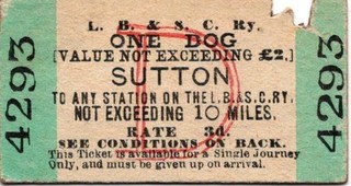 LBSCR Railway Ticket SUTTON 4293
