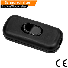 Schnurschalter Schnurzwischenschalter Ein/Aus Wippschalter Lampen-Schalter Black