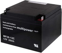 Powery Bleiakku (Multipower) MP26-12C Zyklenfest 12V 26Ah/312Wh Lead-Acid Schwar