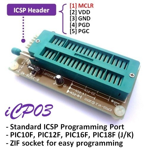 iCA01 USB Microchip PIC16F,18F Programmer Set (ICSP & Adapter) with PICkit2 SW