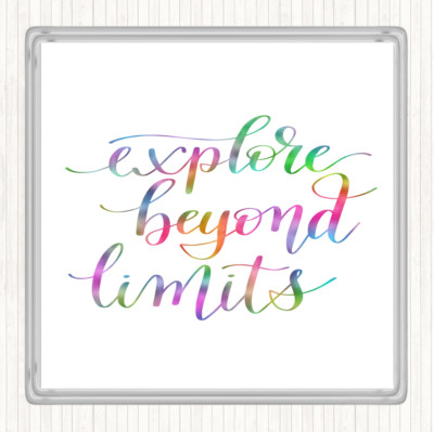 Explore Beyond Limits Regenbogen Zitat Getränke Matte Untersetzer