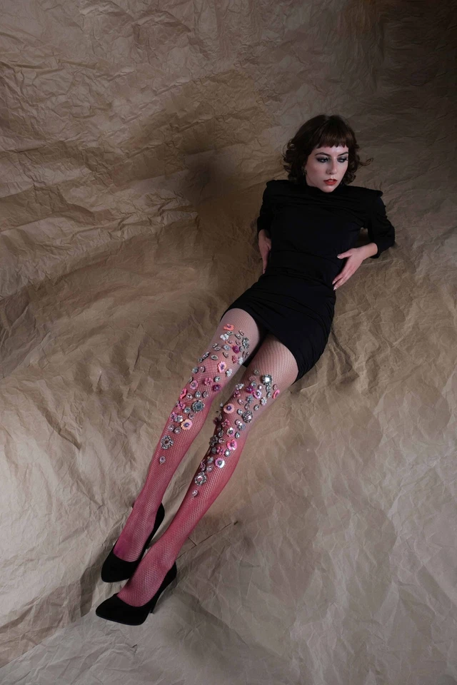 Meia-calça cosplay, moda festival Via Láctea enfeitada - Imagem 4 de 4