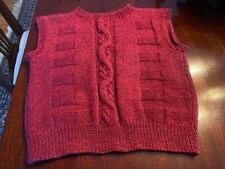 Hand Knit Wool Sweater Vest with Cable Front