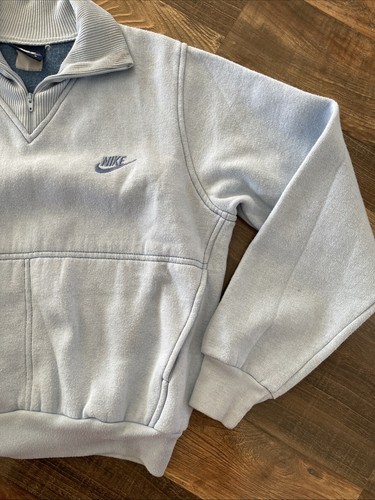 VTG Nike Baby Blue fleece 1/4 zip Youth Kids Size Small -Blue Tag-Stains - Picture 4 of 21
