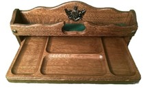 Vtg Wood Dresser Vanity Organizer Dresser Man’s Butler Wallet Money Tray