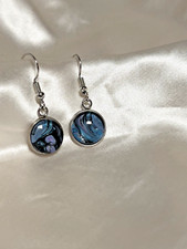 Dainty Lightweight Dangle Blue Round Earrings