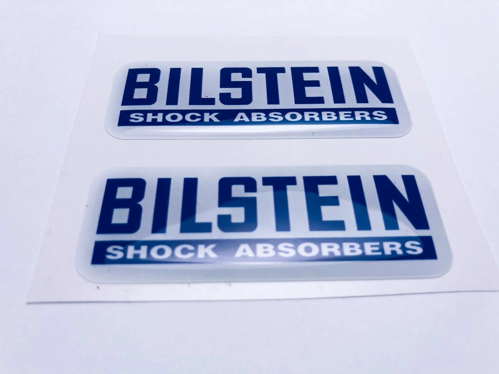 2 pcs. Bilstein Shock Absorbers logo 3D Domed Stickers. Size 40x15 mm