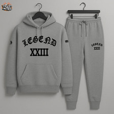 Men's Grey Hoodie Joggers Sweatsuit Legend Sweatshirt Sweatpants Set Grey Black