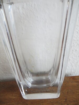 Bengt Edenfalk Skruf Glas Vase Signatur  Klarglas Schiff, Frau m. Kind und Netze