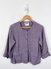 Flax Linen Jacket Petite S M Purple Lagenlook Arty Boxy Linen Blazer Chest 39"