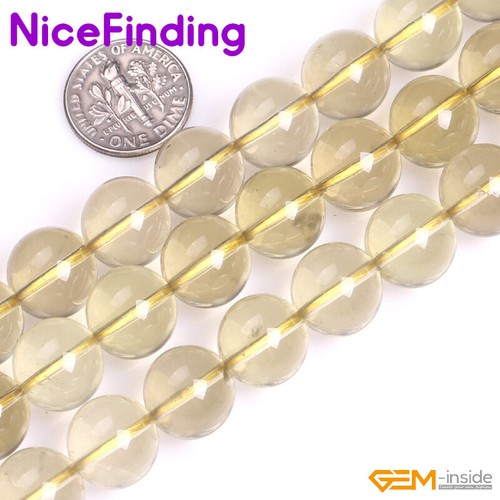 Cuentas redondas de piedras preciosas de cuarzo limón amarillo natural para hacer joyas de 15" - Imagen 2 de 22