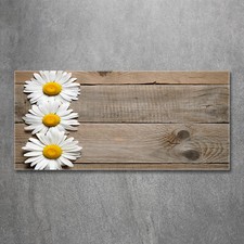 Tulup Stampa Vetro Acrilico Wall Art Immagine 120x60cm - Legno Margherite