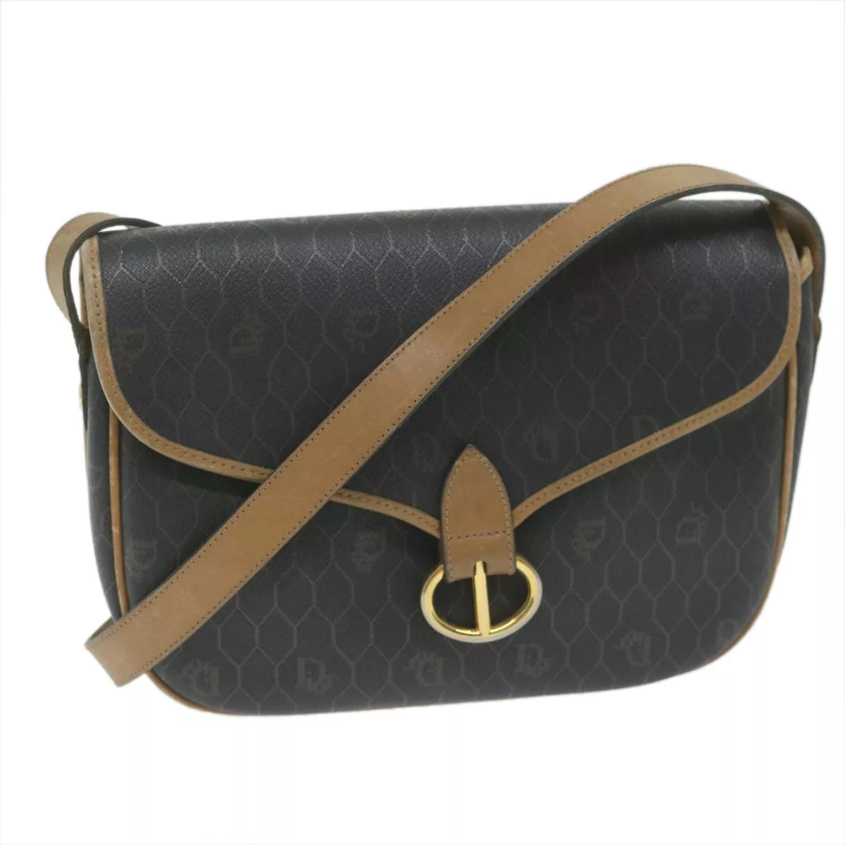 Christian Dior sac à bandoulière toile nid d'abeille PVC noir authentique bs10475