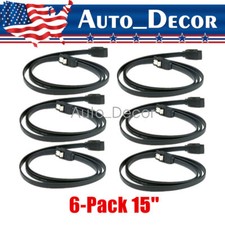 6-Pack 15'' SATA III Cables Straight to Straight Angle SSD HDD Hard Drive Black
