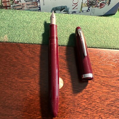 Sheaffer Admiral BURGUNDY / SILVER Touch Down Filler M1 Nib Fountain Pen.
