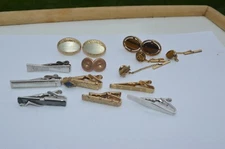 VTG Tie Tack Cuff links lot**Brown marble set Nice'' various styles and colors