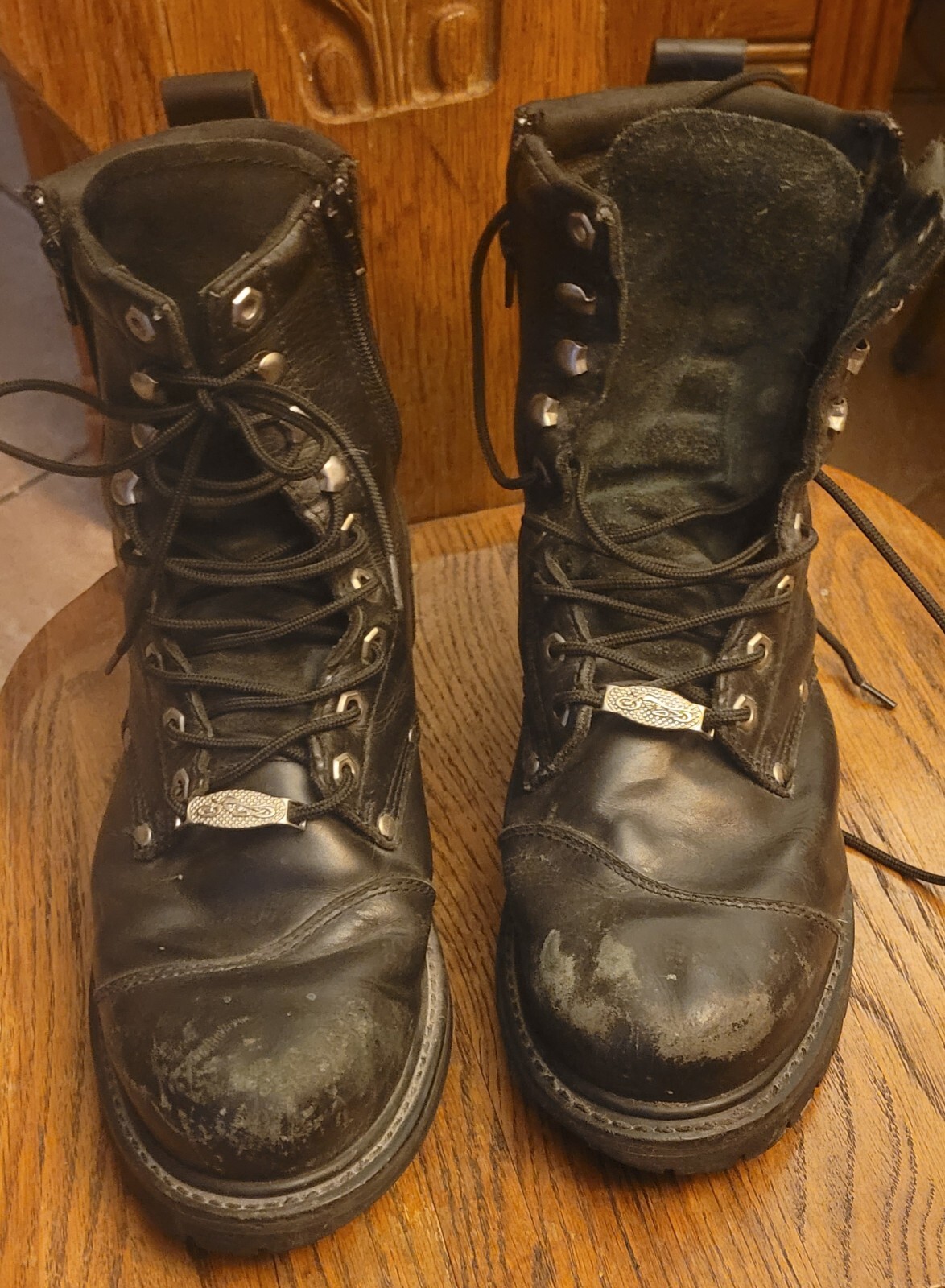 Mens Black Leather Cycle Gear Motorcycle Boots size 9 1/2 eBay
