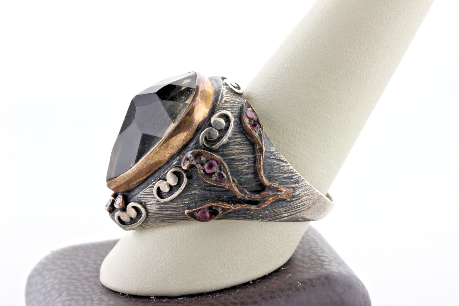 DGS 925 Turkey Sterling Silver 925 Copper Pear Smoky Quartz Ruby Ring Size 11 eBay