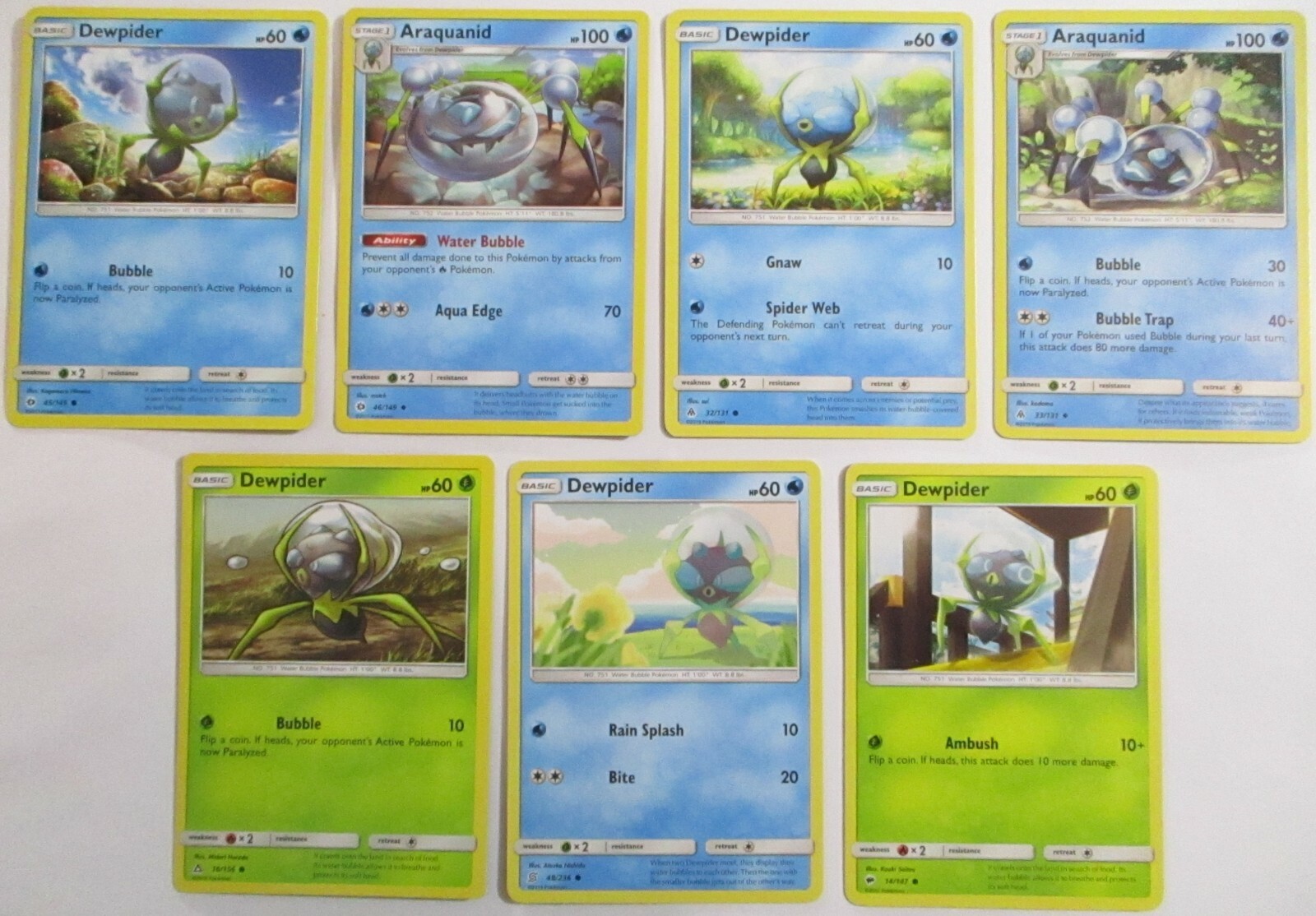 Dewpider & Araquanid 7 Pokemon Card Various Sets No Dups
