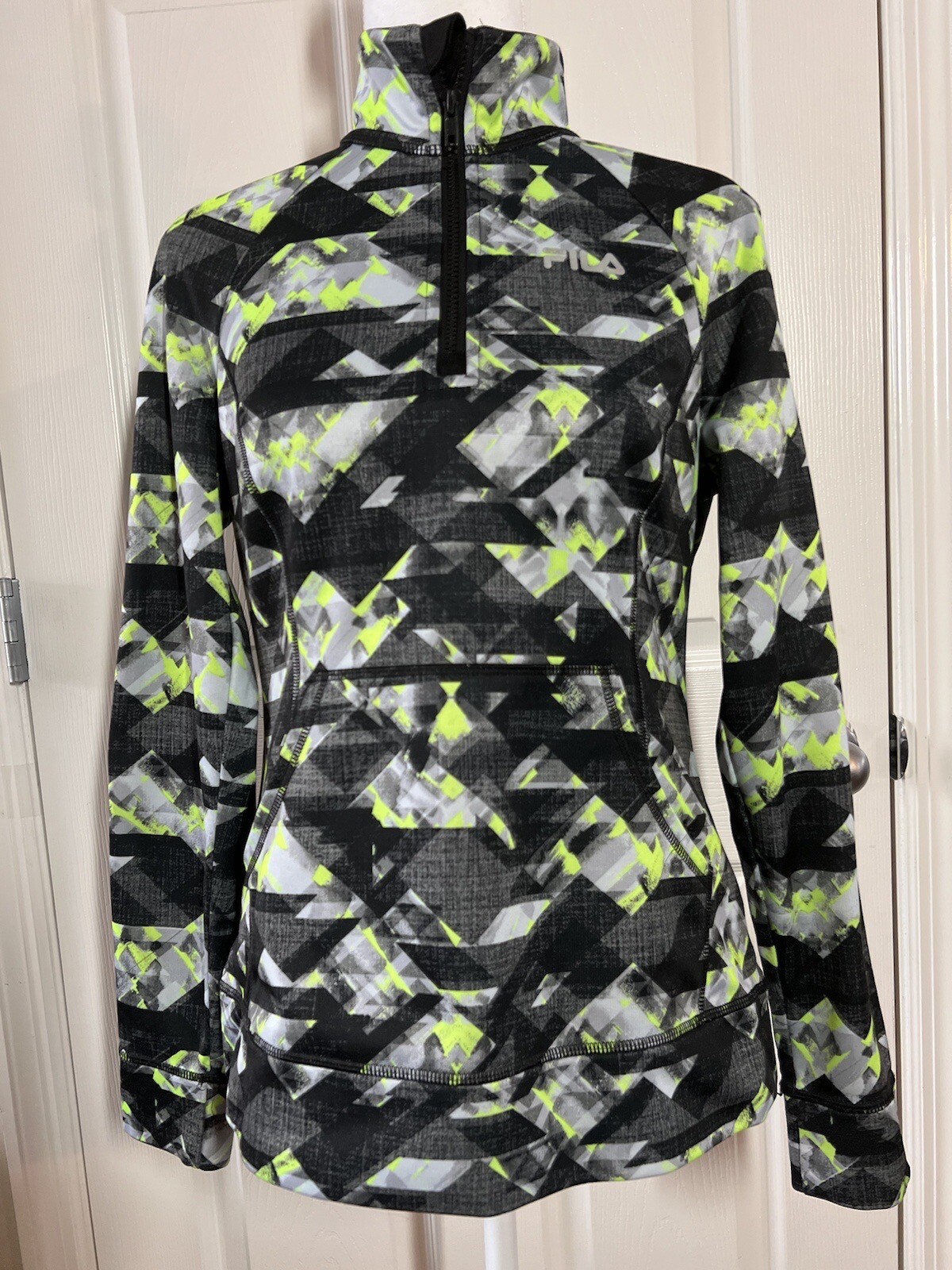 Giacca Fila Performance Geometric Quarto Zip con Tasca Anteriore Taglia XS