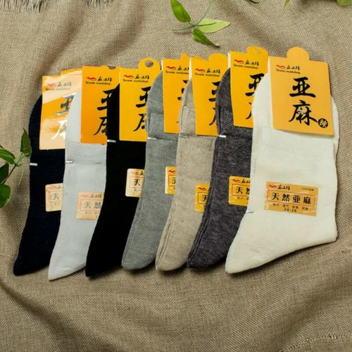 5 Pairs Men 88% Linen Sock Natural Flax Thin Breathable Soft Eur Size 39-49 Cosy - Picture 1 of 6