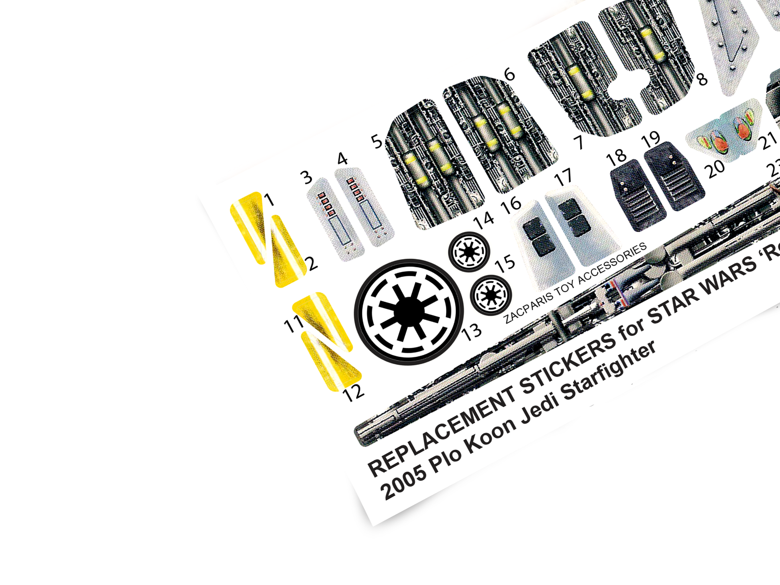 Custom Star Wars 2005 Hasbro ROTS Plo Koon's Jedi Starfighter stickers ...